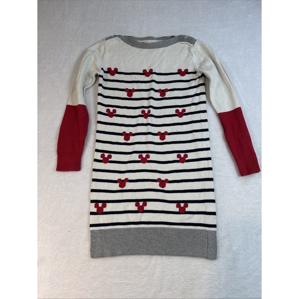 GAP Kids Disney Mickey Mouse Stripe Sweater Dress XL 12 Long‎ Sleeves Red